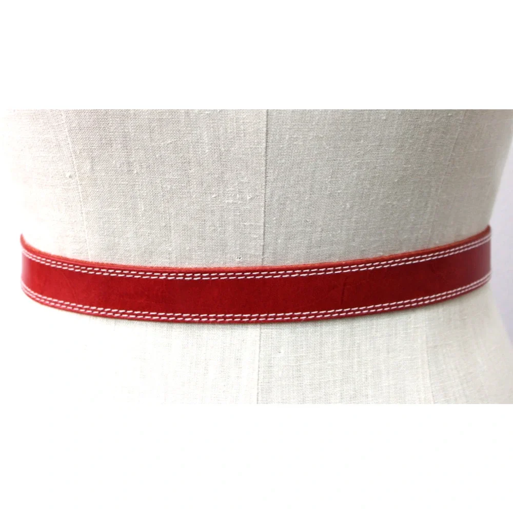 Vintage 80’s Liz Claiborne Stitched Red Leather Belt Western Women's Medium
